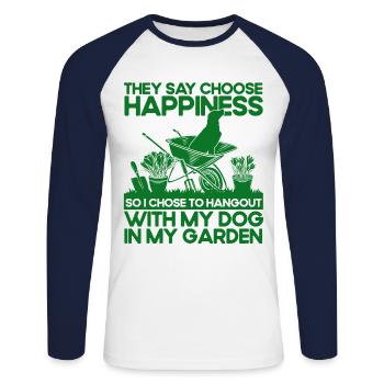 Chiens Hobby Jardinier Jardin Cadeau - T-shirt baseball manches longues Homme - blanc/marine - Devant - Nik (191cm)