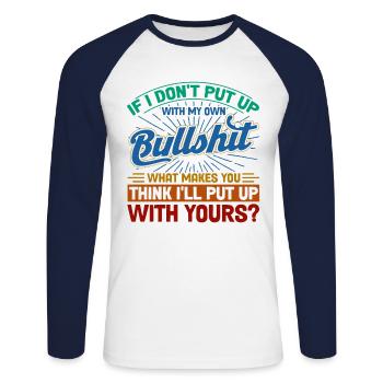 Irony Black Humor Sarcastic Gift - Unisex Long Sleeve Baseball T-Shirt - white/navy - Front - Nik (191cm)