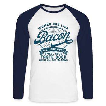Black Humor Sarcasm Irony Gift - Unisex Long Sleeve Baseball T-Shirt - white/navy - Front - Nik (191cm)