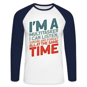 Black Humor Irony Sarcasm Gift - Unisex Long Sleeve Baseball T-Shirt - white/navy - Front - Nik (191cm)