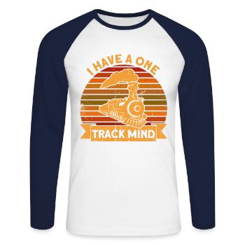 Engine Driver Model Railway Locomotive Gift - Unisex Long Sleeve Baseball T-Shirt - white/navy - Front - Nik (191cm)