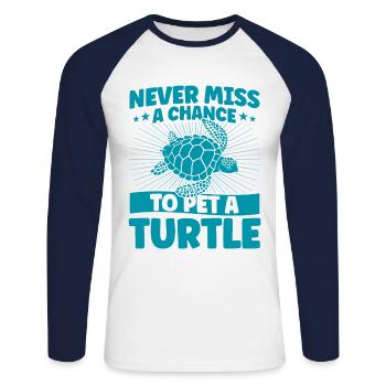 Sea turtle Sea turtles Turtles - Unisex Long Sleeve Baseball T-Shirt - white/navy - Front - Nik (191cm)