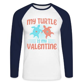 Sea turtles Sea turtles Turtles - Unisex Long Sleeve Baseball T-Shirt - white/navy - Front - Nik (191cm)