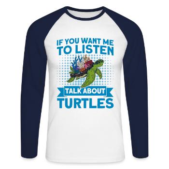 Sea turtle Sea turtles Turtles - Unisex Long Sleeve Baseball T-Shirt - white/navy - Front - Nik (191cm)