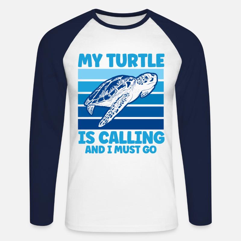 Turtle Keeping Sea Turtle Turtles - Unisex Long Sleeve Baseball T-Shirt - white/navy