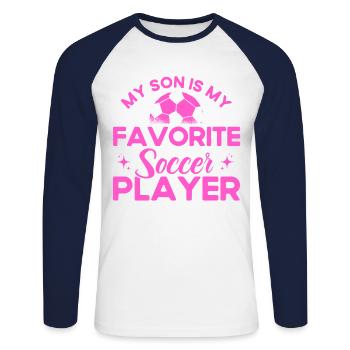 Soccer Mom Mom Son Gift - Unisex Long Sleeve Baseball T-Shirt - white/navy - Front - Nik (191cm)