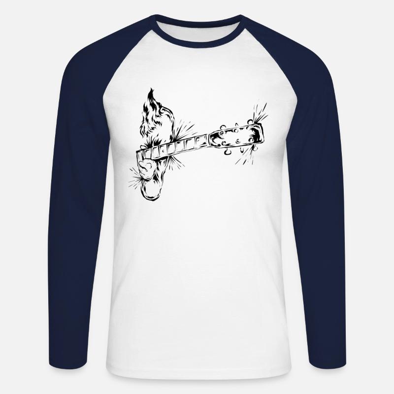 Gitarre - Unisex Baseballshirt langarm - Weiß/Navy