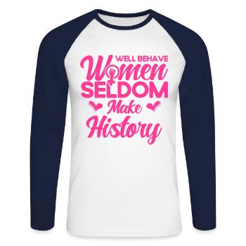 Women's Rights Feminist Empowerment Legislation - Unisex Long Sleeve Baseball T-Shirt - white/navy - Front - Nik (191cm)