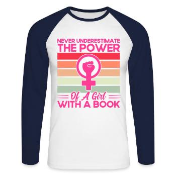 Droits des femmes Autonomisation féministe - T-shirt baseball manches longues Homme - blanc/marine - Devant - Nik (191cm)