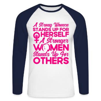 Feminist gender equality n— - Unisex Long Sleeve Baseball T-Shirt - white/navy - Front - Nik (191cm)