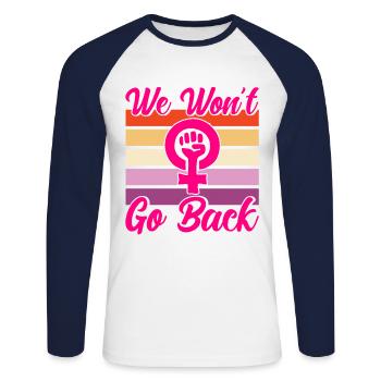 Gender equality Feminism Rec - Unisex Long Sleeve Baseball T-Shirt - white/navy - Front - Nik (191cm)
