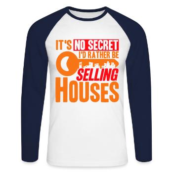 Agent immobilier Maison Vendre Vente Immobilière - T-shirt baseball manches longues Homme - blanc/marine - Devant - Nik (191cm)