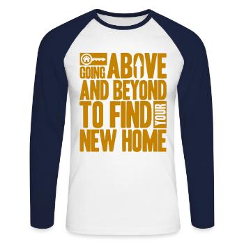 Vente immobilière Immobilier Activité d’agent immobilier - T-shirt baseball manches longues Homme - blanc/marine - Devant - Nik (191cm)