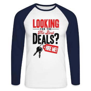 Maison Vendre Agent Immobilier Cadeau - T-shirt baseball manches longues Homme - blanc/marine - Devant - Nik (191cm)