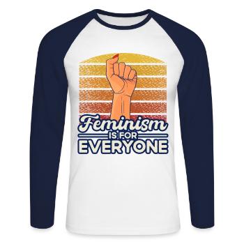 Droits des femmes Autonomisation féministe - T-shirt baseball manches longues Homme - blanc/marine - Devant - Nik (191cm)