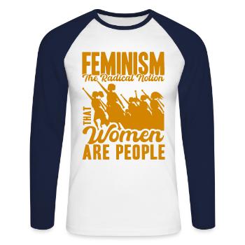 Empowerment of gender equality F - Unisex Long Sleeve Baseball T-Shirt - white/navy - Front - Nik (191cm)
