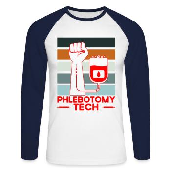 Phlebotomie Blutabnahme Phlebotomist Tech Geschenk - Unisex Baseballshirt langarm - Weiß/Navy - Vorne - Nik (191cm)