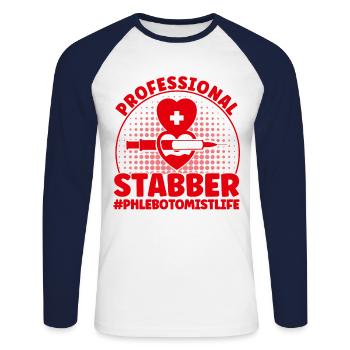 Phlebotomie Labor Phlebotomist Tech Blutabnahme Ge - Unisex Baseballshirt langarm - Weiß/Navy - Vorne - Nik (191cm)