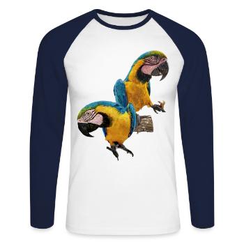 The blue and yellow macaw - Unisex Long Sleeve Baseball T-Shirt - white/navy - Front - Nik (191cm)