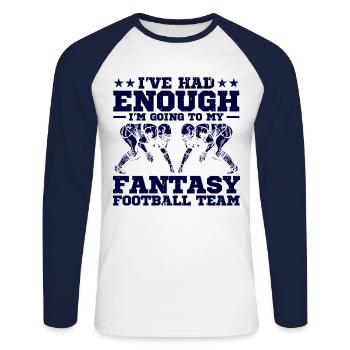 Fantasy Football Football Women Football Fans Ges - Unisex Long Sleeve Baseball T-Shirt - white/navy - Front - Nik (191cm)