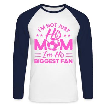 Sportfan Fußball Fußball Mama Geschenk - Unisex Baseballshirt langarm - Weiß/Navy - Vorne - Nik (191cm)