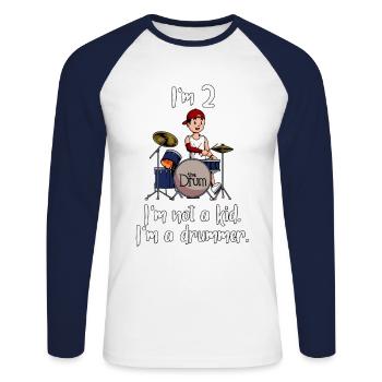 Ich bin 2 - Jungen Schlagzeuger - Unisex Baseballshirt langarm - Weiß/Navy - Vorne - Nik (191cm)