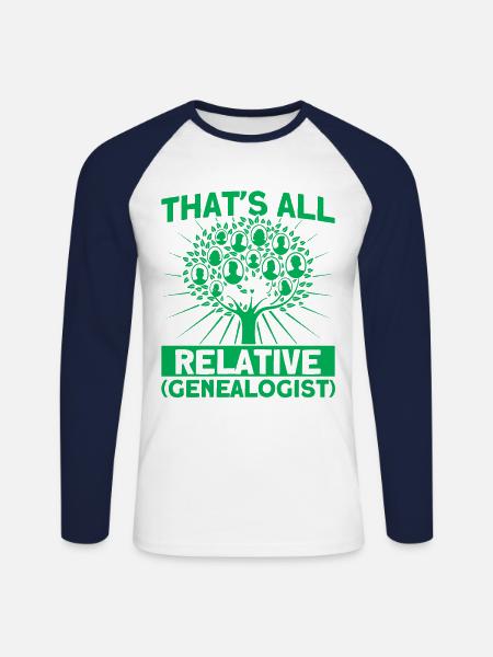 Slægtsforskning Slægtsforsker Slægtsforskning Gave - Langærmet herre-baseballshirt - hvid/marineblå