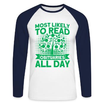 Stammbaum Familiengeschichte Genealogie Geschenk - Unisex Baseballshirt langarm - Weiß/Navy - Vorne - Nik (191cm)