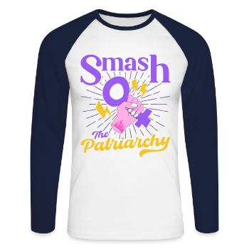 Feminist gender equality F - Unisex Long Sleeve Baseball T-Shirt - white/navy - Front - Nik (191cm)