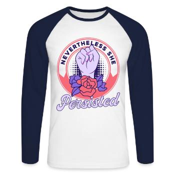 Droits des femmes Autonomisation féministe - T-shirt baseball manches longues Homme - blanc/marine - Devant - Nik (191cm)