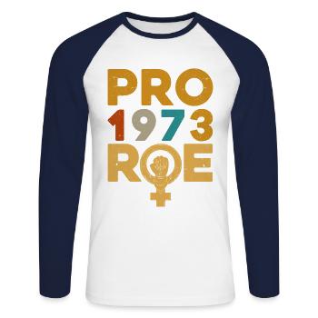 Gender equality Gender equality - Unisex Long Sleeve Baseball T-Shirt - white/navy - Front - Nik (191cm)