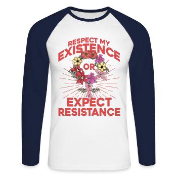 Droits des femmes Autonomisation féministe - T-shirt baseball manches longues Homme - blanc/marine - Devant - Nik (191cm)