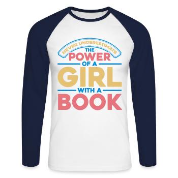 Droits des femmes Autonomisation féministe - T-shirt baseball manches longues Homme - blanc/marine - Devant - Nik (191cm)