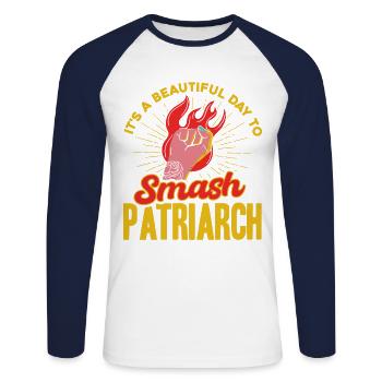 Gender equality Feminism Rec - Unisex Long Sleeve Baseball T-Shirt - white/navy - Front - Nik (191cm)