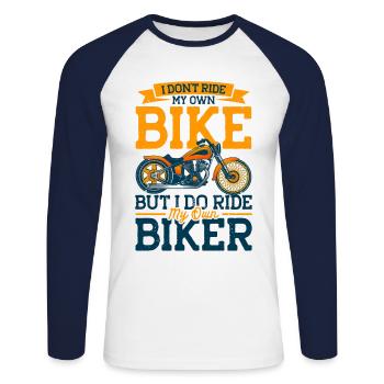 Cadeau moto Rider Chopper Moto - T-shirt baseball manches longues Homme - blanc/marine - Devant - Nik (191cm)