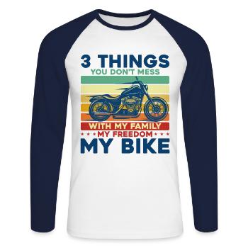 Chopper Motorcycle Biker Motorcycle Gift - Unisex Long Sleeve Baseball T-Shirt - white/navy - Front - Nik (191cm)