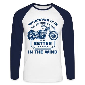 Motorcycle Motorcycle Biker Motorcycle Rider Gift - Unisex Long Sleeve Baseball T-Shirt - white/navy - Front - Nik (191cm)