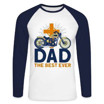 Faith Motorcyclist Chopper Gift - Unisex Long Sleeve Baseball T-Shirt - white/navy - Front - Nik (191cm)