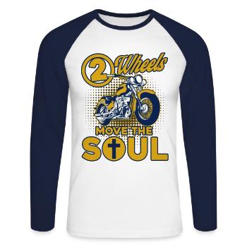 Chopper Christian Motorcycle Biker Gift - Unisex Long Sleeve Baseball T-Shirt - white/navy - Front - Nik (191cm)