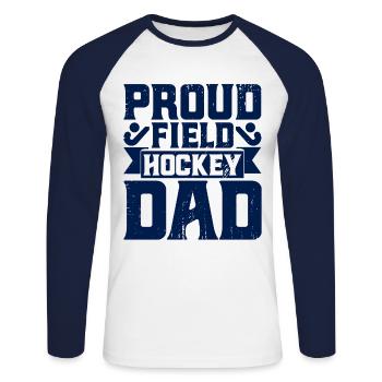 Feldhockey Mannschaftssport Feldhockey Spiel Gesch - Unisex Baseballshirt langarm - Weiß/Navy - Vorne - Nik (191cm)