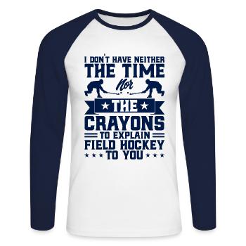 Indoor Field Hockey Team Sports Field Hockey Game - Unisex Long Sleeve Baseball T-Shirt - white/navy - Front - Nik (191cm)