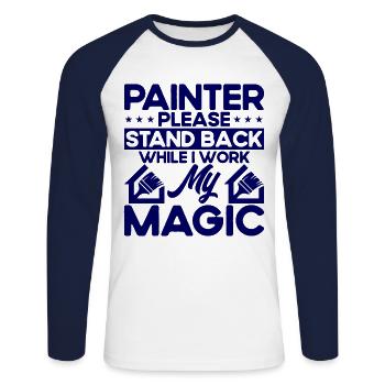 Bautenmaler Maler Farbe mischen Geschenk - Unisex Baseballshirt langarm - Weiß/Navy - Vorne - Nik (191cm)