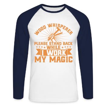 Woodworking Carpenter Woodworker Gift - Unisex Long Sleeve Baseball T-Shirt - white/navy - Front - Nik (191cm)