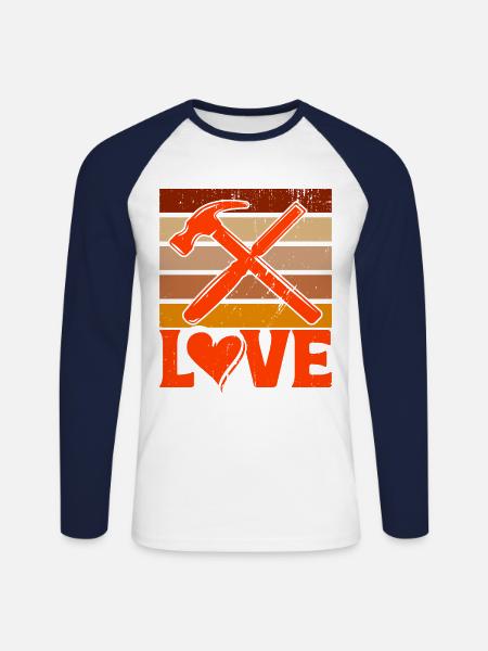 Carpenter Carving Woodworker Gift - Unisex Long Sleeve Baseball T-Shirt - white/navy
