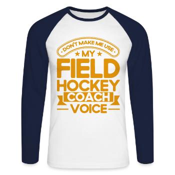Hockey sur gazon Joueurs de hockey sur gazon Hockey sur gazon en salle - T-shirt baseball manches longues Homme - blanc/marine - Devant - Nik (191cm)