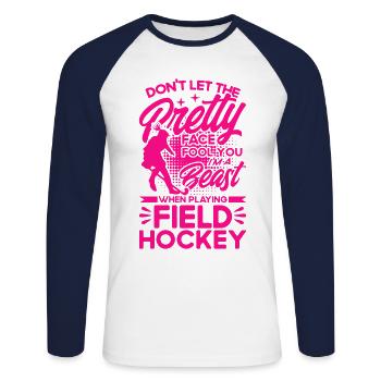 Field hockey game indoor field hockey team sports - Unisex Long Sleeve Baseball T-Shirt - white/navy - Front - Nik (191cm)