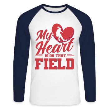 Feldhockey Spieler Mannschaftssport Hallen Feldhoc - Unisex Baseballshirt langarm - Weiß/Navy - Vorne - Nik (191cm)