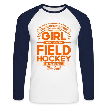 Mannschaftssport Feldhockey Spiel Feldhockey Gesch - Unisex Baseballshirt langarm - Weiß/Navy - Vorne - Nik (191cm)