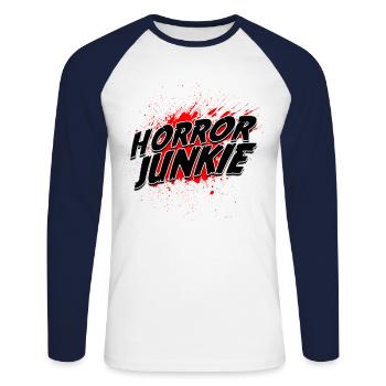 Horrorfilm Horrorfilm Gruselfilm Geschenk - Unisex Baseballshirt langarm - Weiß/Navy - Vorne - Nik (191cm)