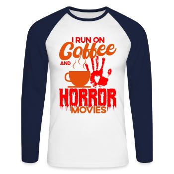 Film d’horreur Film d’horreur Film d’horreur Slasher Film Cadeau - T-shirt baseball manches longues Homme - blanc/marine - Devant - Nik (191cm)
